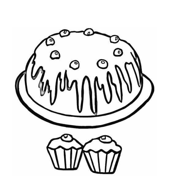 Kue Ulang Tahun Dan Dua Cupcake