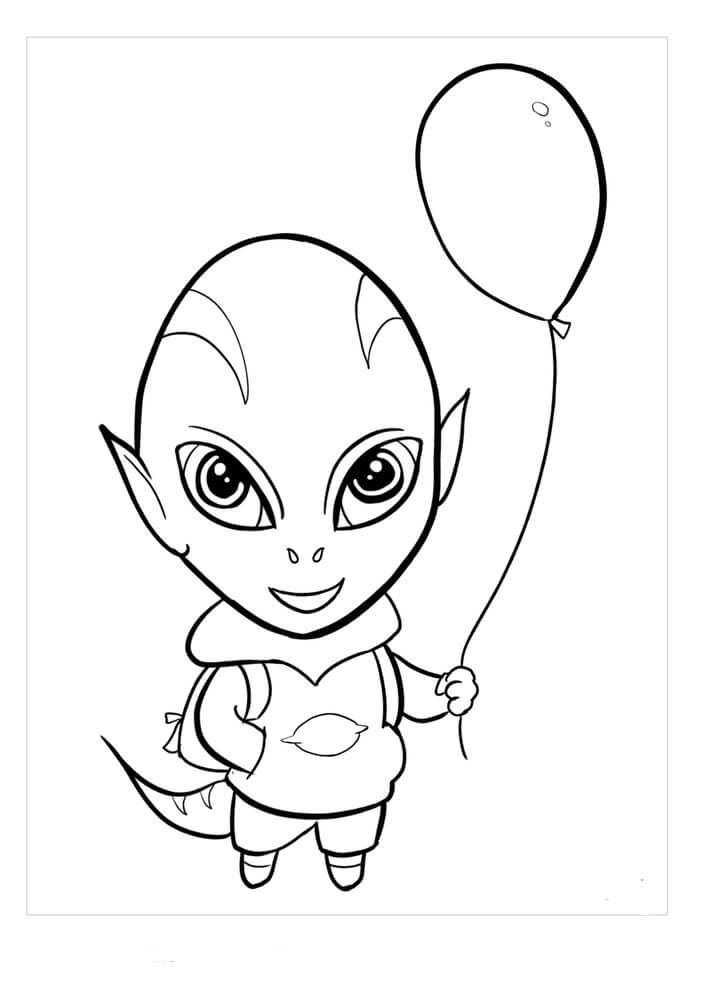 Alien Memegang Globe