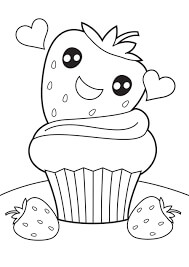 Kartun Stroberi di Cupcake