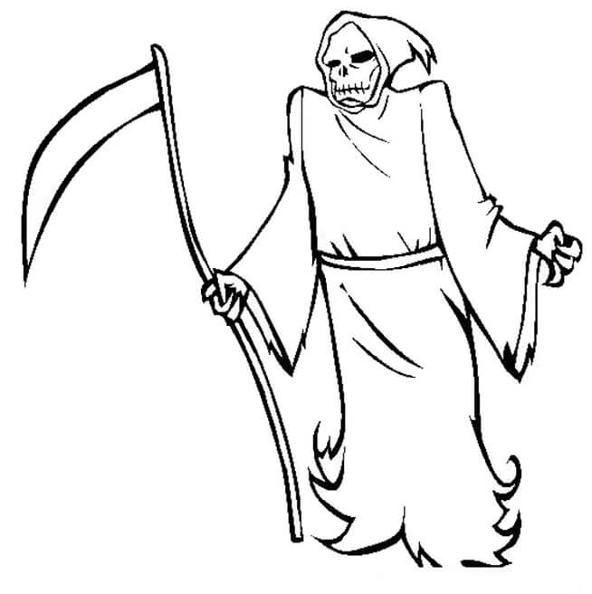 Malaikat Maut Halloween memegang Sabit