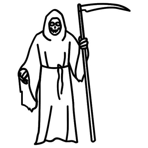Menggambar Grim Reaper memegang Sabit