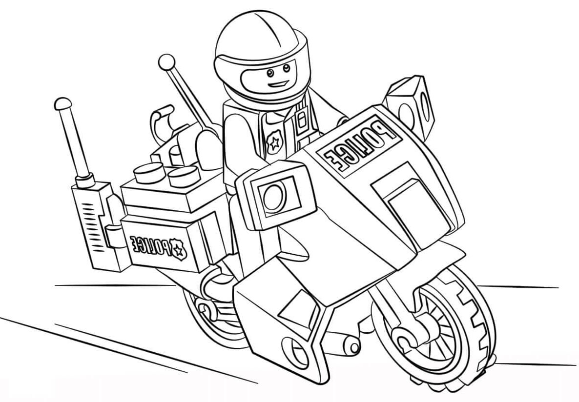 Polisi Lego Mengendarai Sepeda Motor