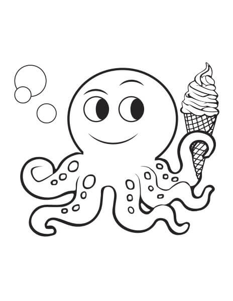 Chibi Octopus Makan Es Krim di Musim Panas