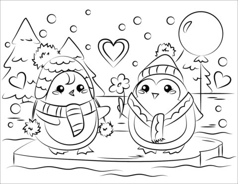 Dua Penguin Lucu di Musim Dingin
