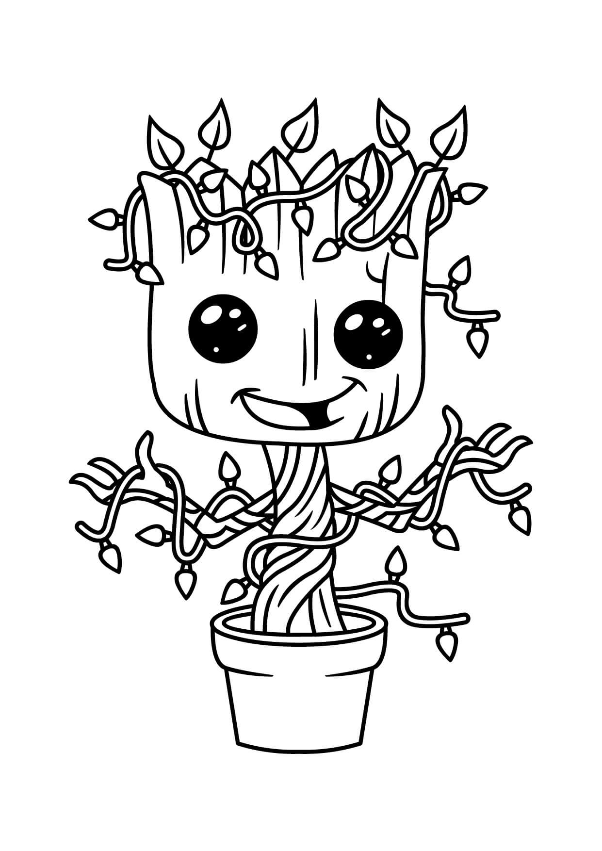 Groot Kecil yang Lucu dalam Vas
