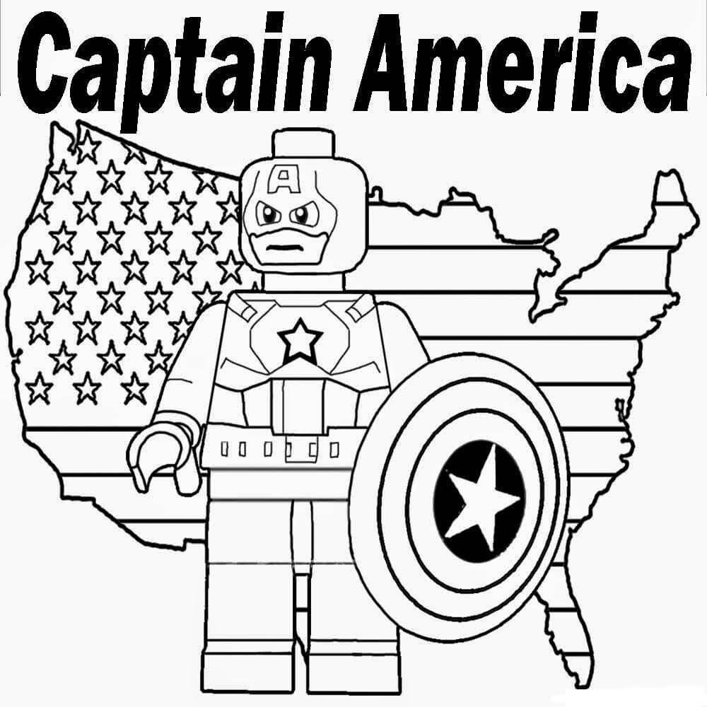 Lego Captain America dan Bendera Amerika