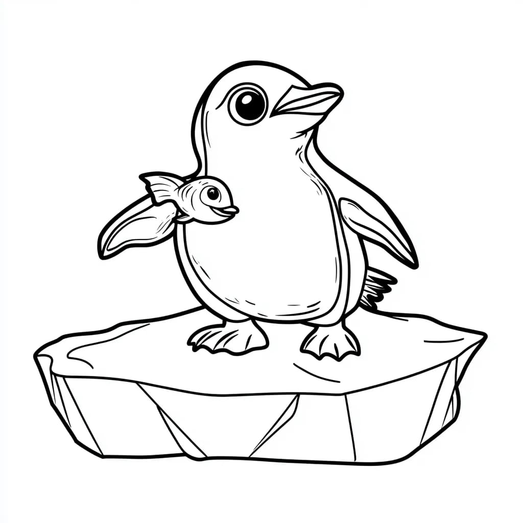 Penguin dan ikan di atas es
