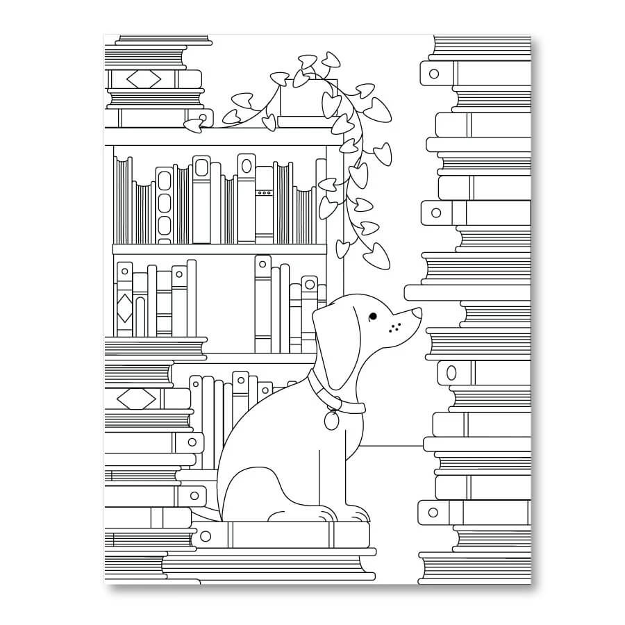 Anjing Duduk dan Buku