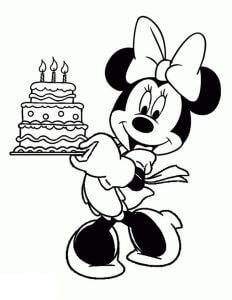 Minnie Mouse Memegang Kue Ulang Tahun