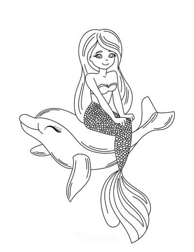 Putri Duyung Duduk di Lumba-lumba