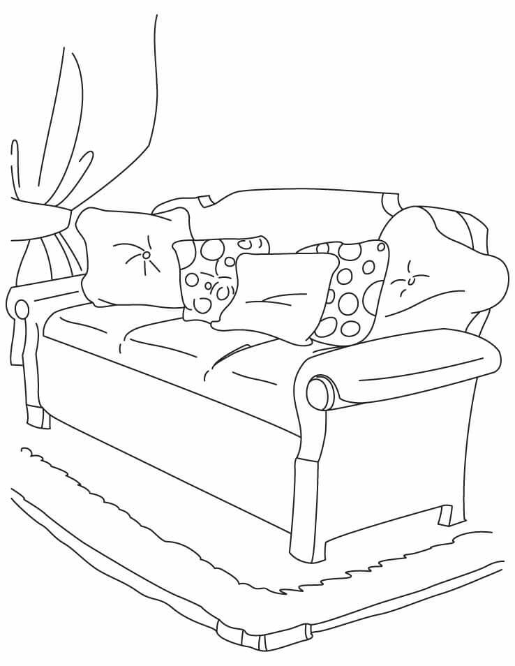 Sofa Tiga Tempat Duduk dengan Bantal
