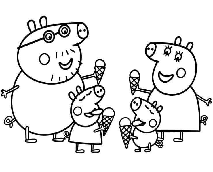 Keluarga Babi Peppa dengan Es Krim
