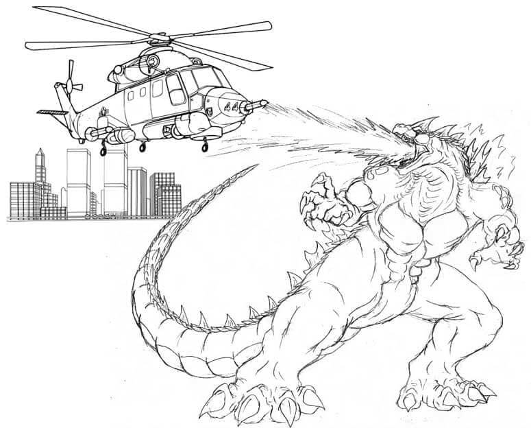 Godzilla Menyerang Helikopter