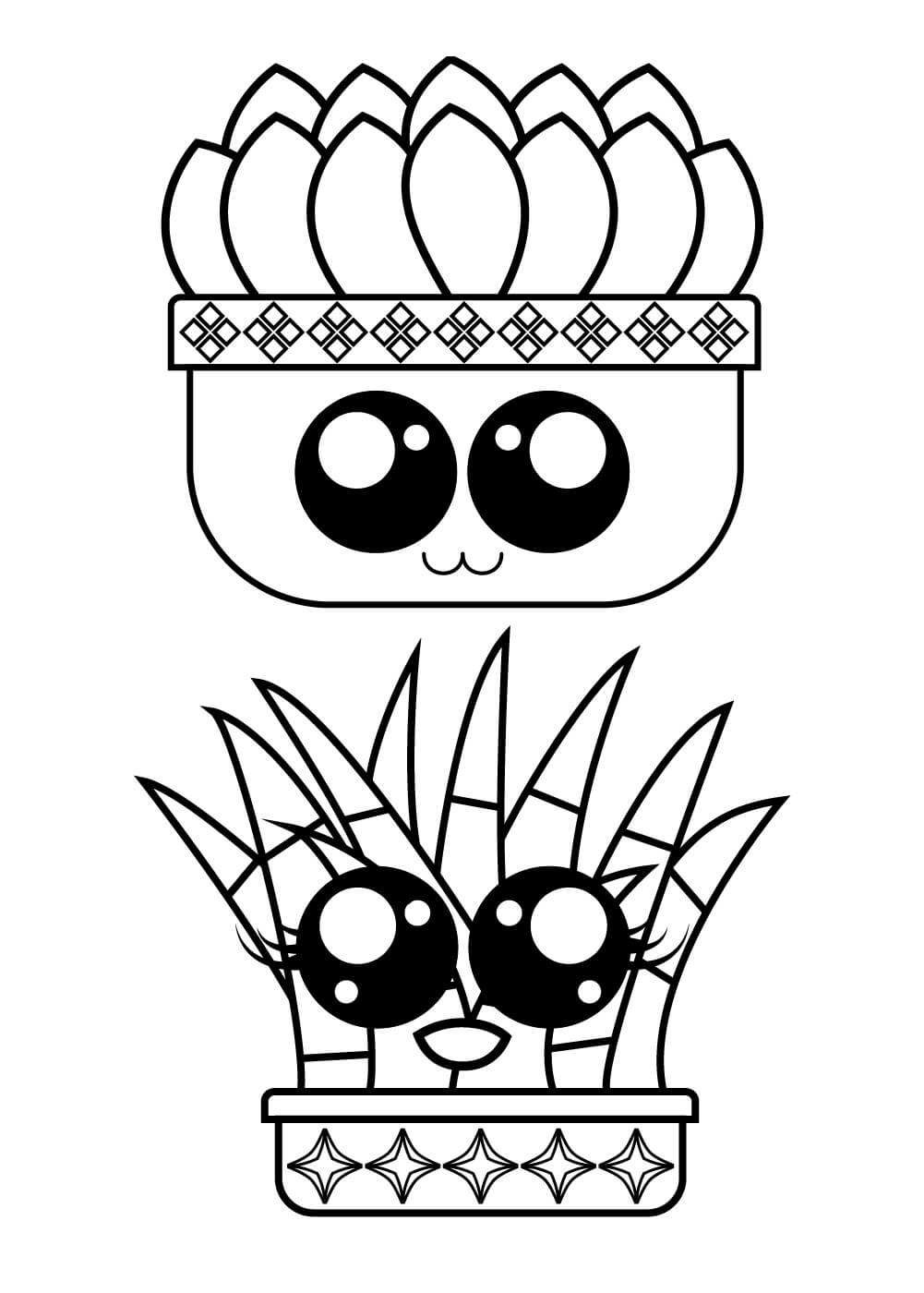 Kawaii dua Pot Kaktus