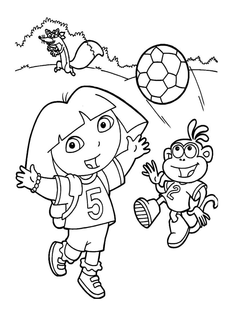 Dora dan Teman-teman bermain Sepak Bola