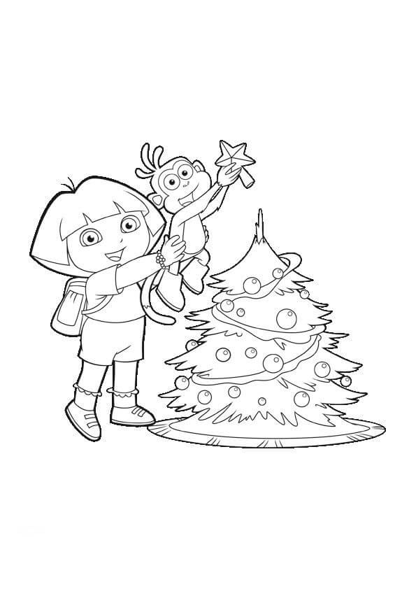 Dora memegang Boots di Natal
