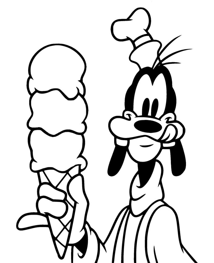 Goofy memegang Es Krim