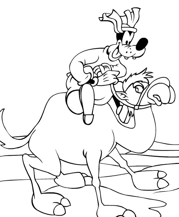 Goofy mengendarai Unta