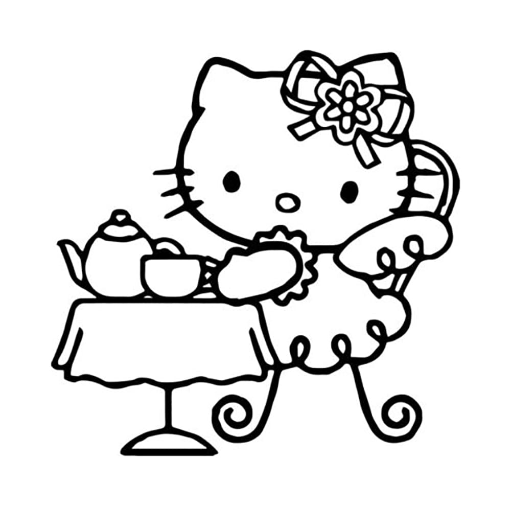 Hello Kitty minum teh