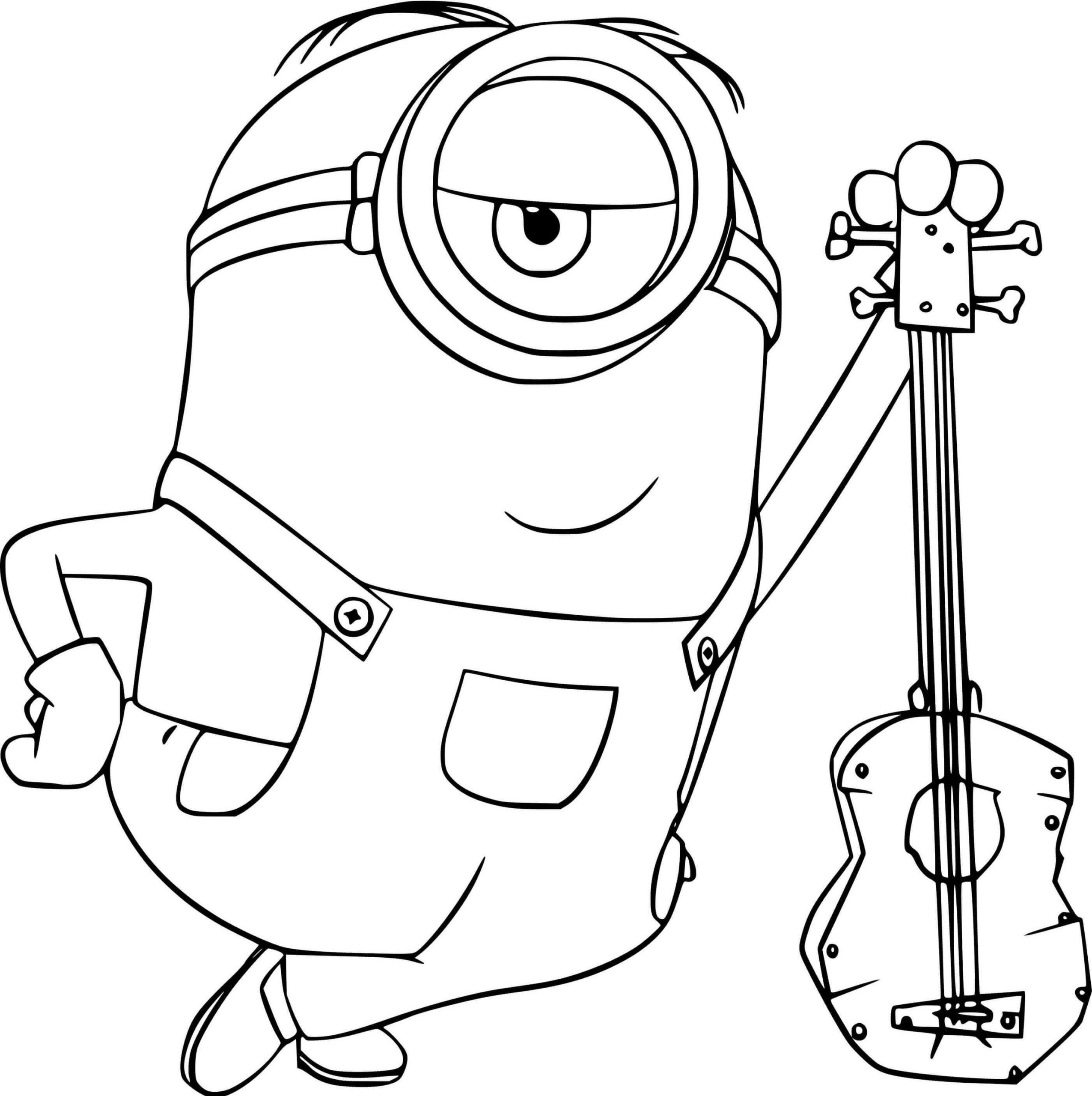 Minion Tersenyum Dengan Gitar