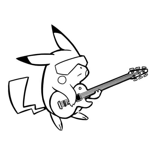 Pikachu memainkan Gitar