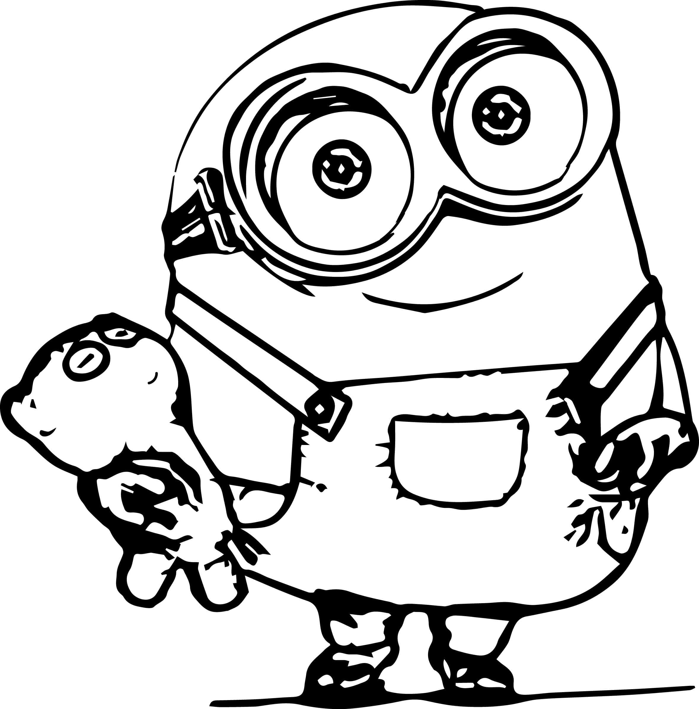 Menggambar Minion Memegang Teddy Bear