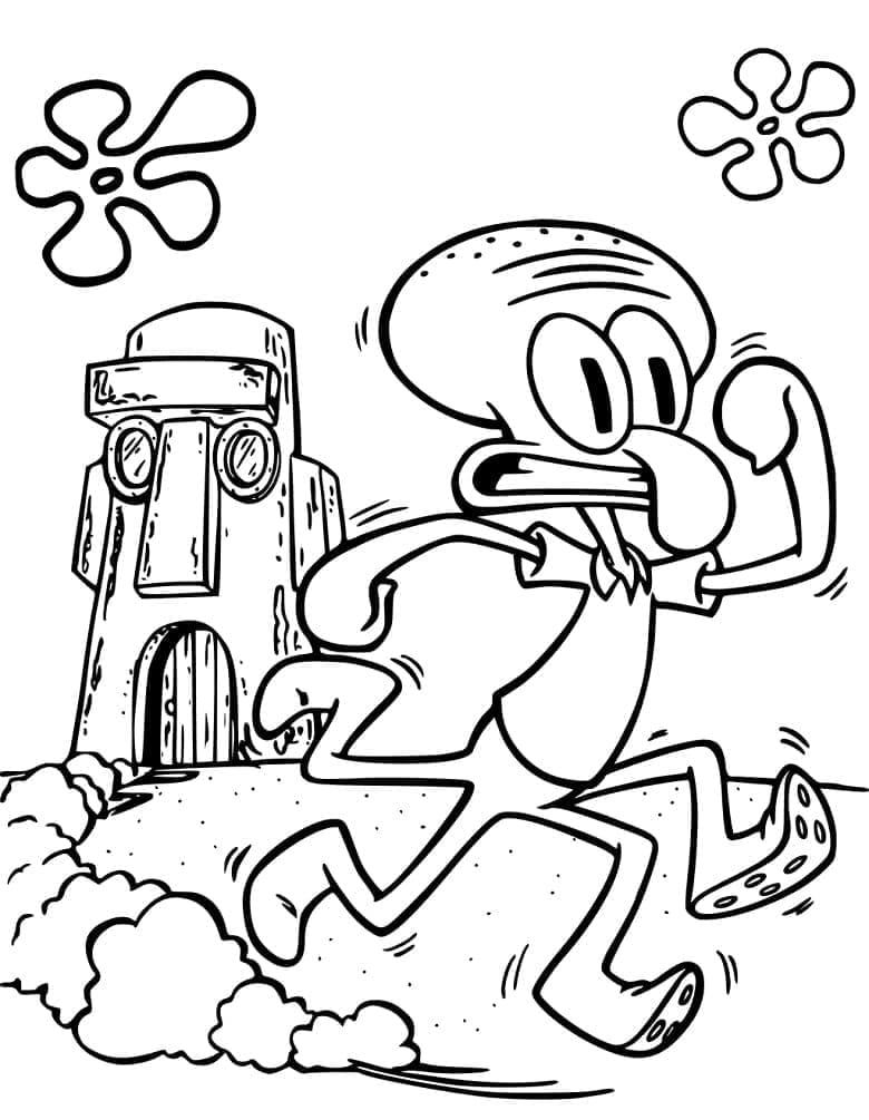 Squidward berlari