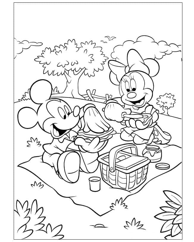 Mickey Mouse dan Minnie Mouse Saat Piknik