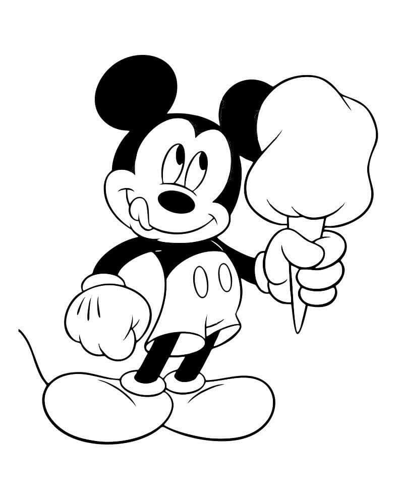 Mickey Mouse Memegang Permen Kapas
