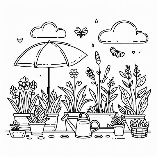 pepohonan dan kupu-kupu di taman