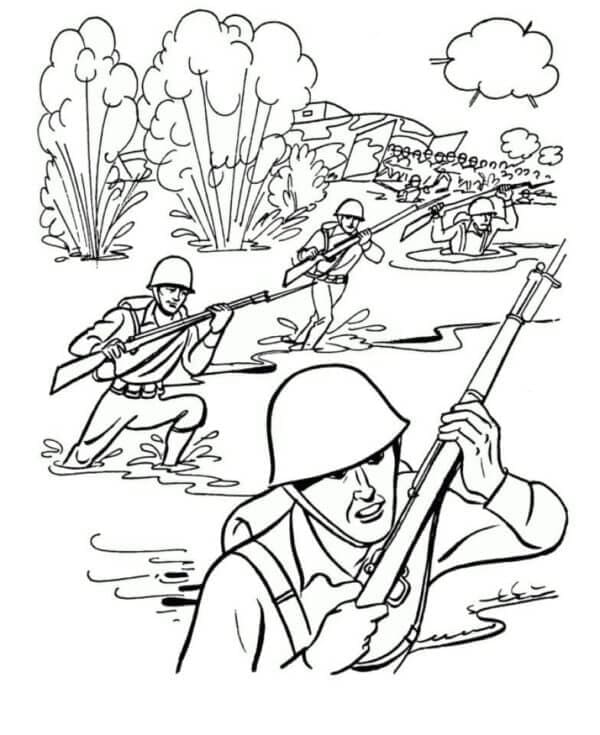 Tentara Berbaris Melalui Rawa
