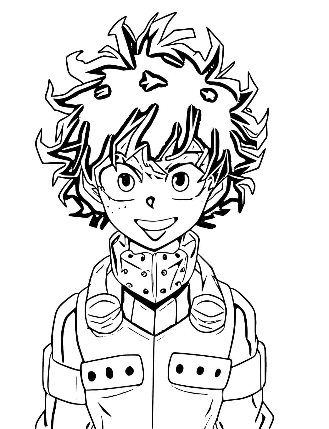 Midoriya Izuku tersenyum