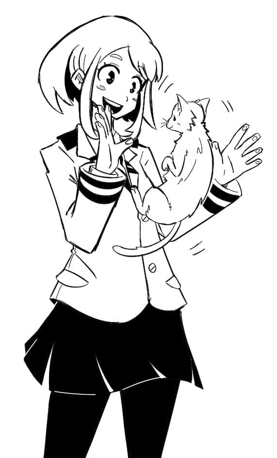 Ochako Uraraka dan kucing