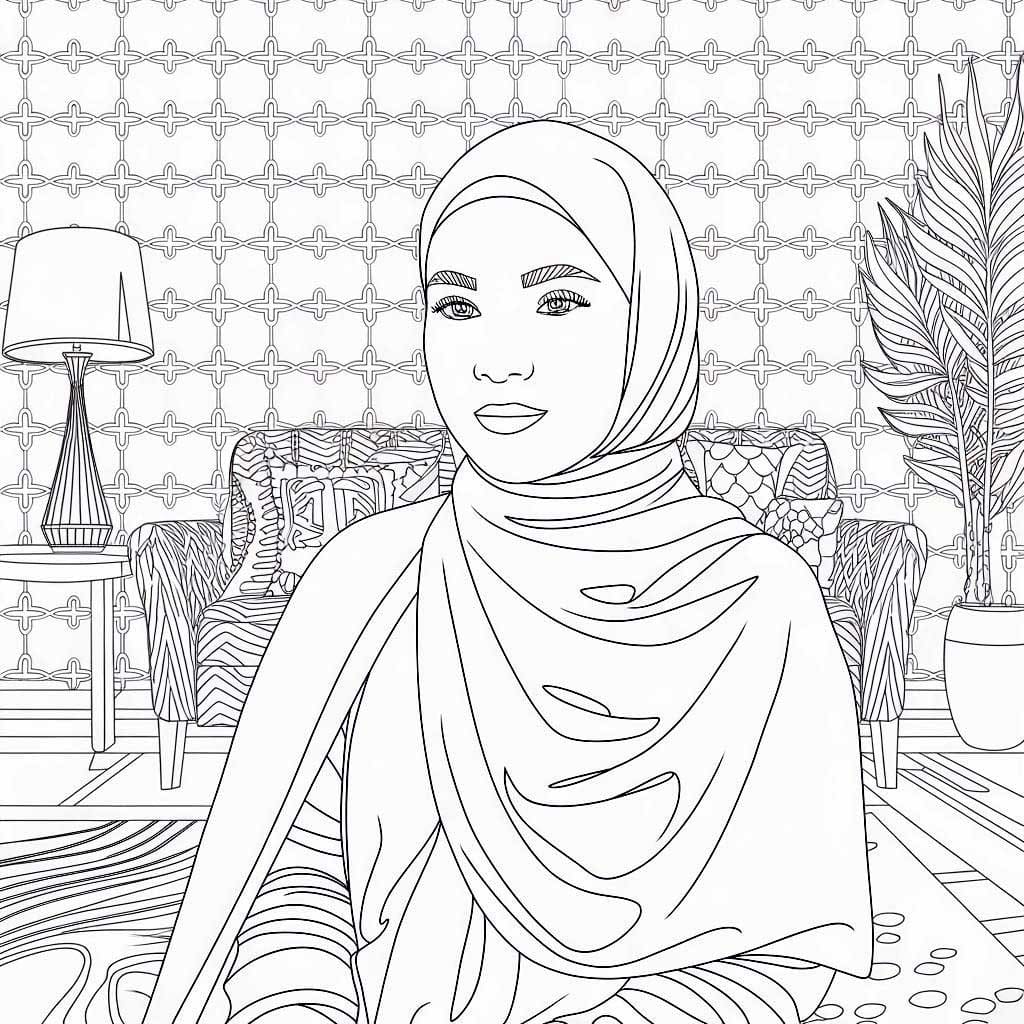 Wanita Berhijab di ruang tradisional
