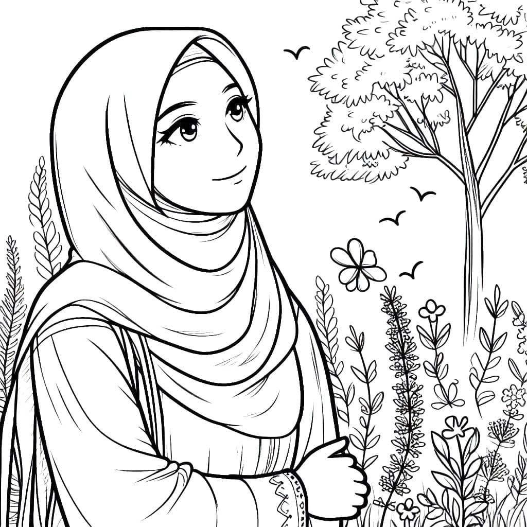Wanita Berhijab di Taman