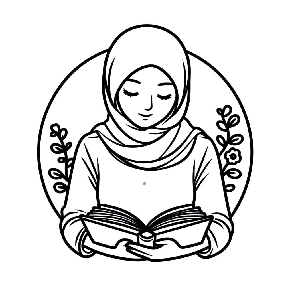 Wanita Berhijab membaca buku