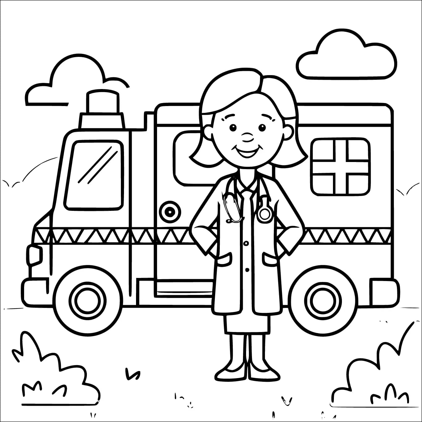 Dokter Perempuan dan ambulans