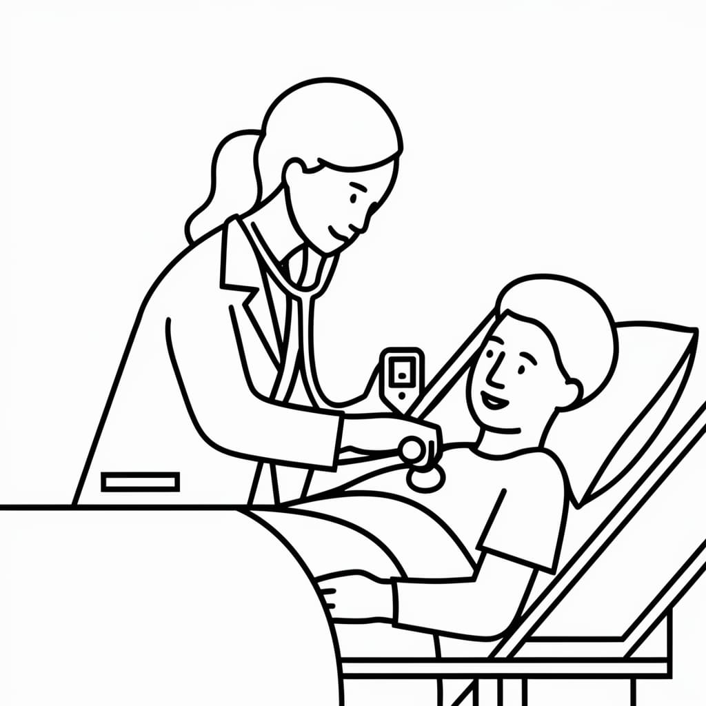 Dokter Perempuan memeriksa anak laki-laki itu
