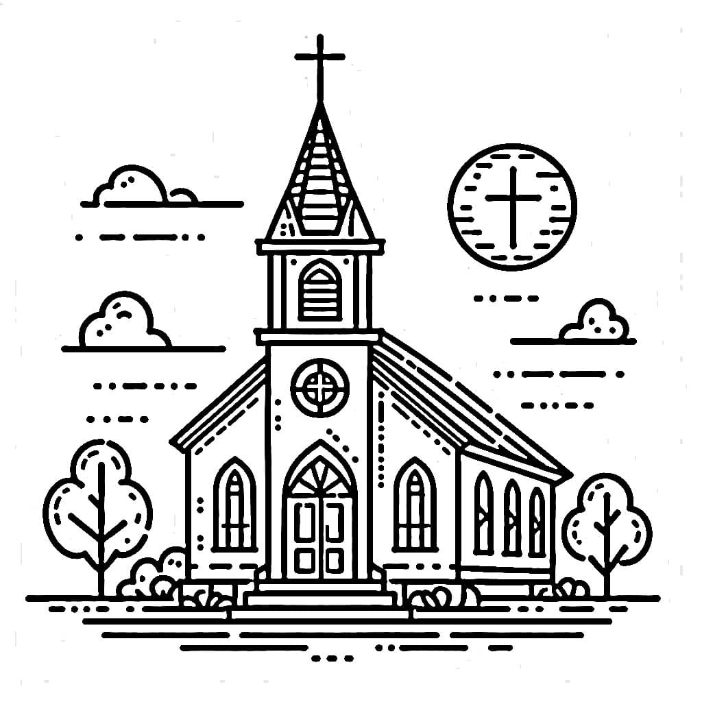 Gereja Kristen dan dua pohon