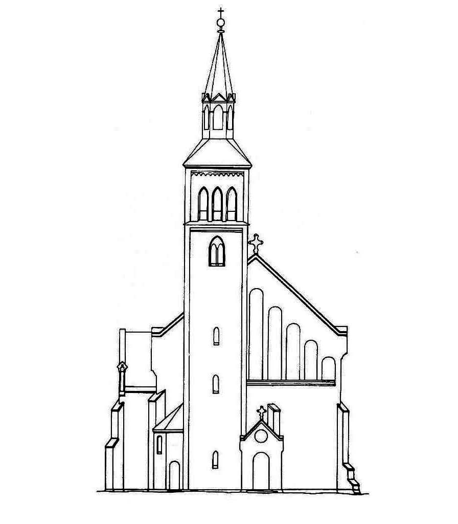 Menggambar gereja Kristen sederhana