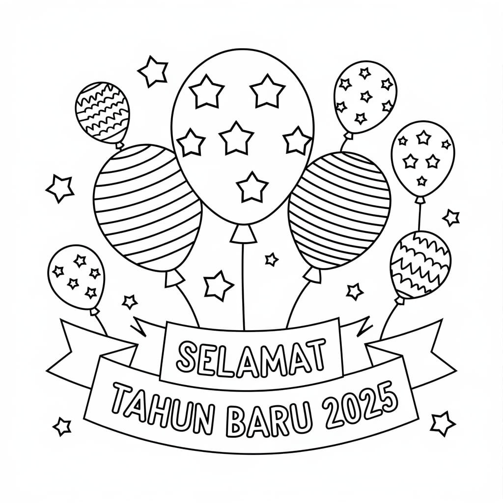 Gambar Selamat Tahun Baru 2025 yang mudah