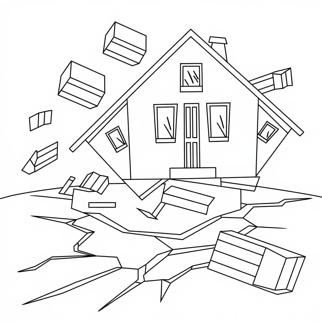 Rumah tersebut terkena Gempa bumi