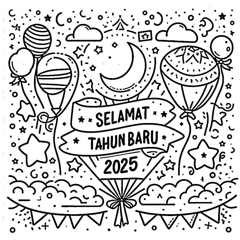 Selamat Tahun Baru 2025 yang dapat dicetak