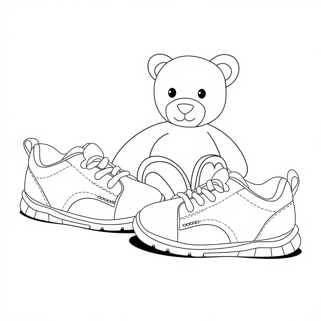 Sepatu dan boneka beruang