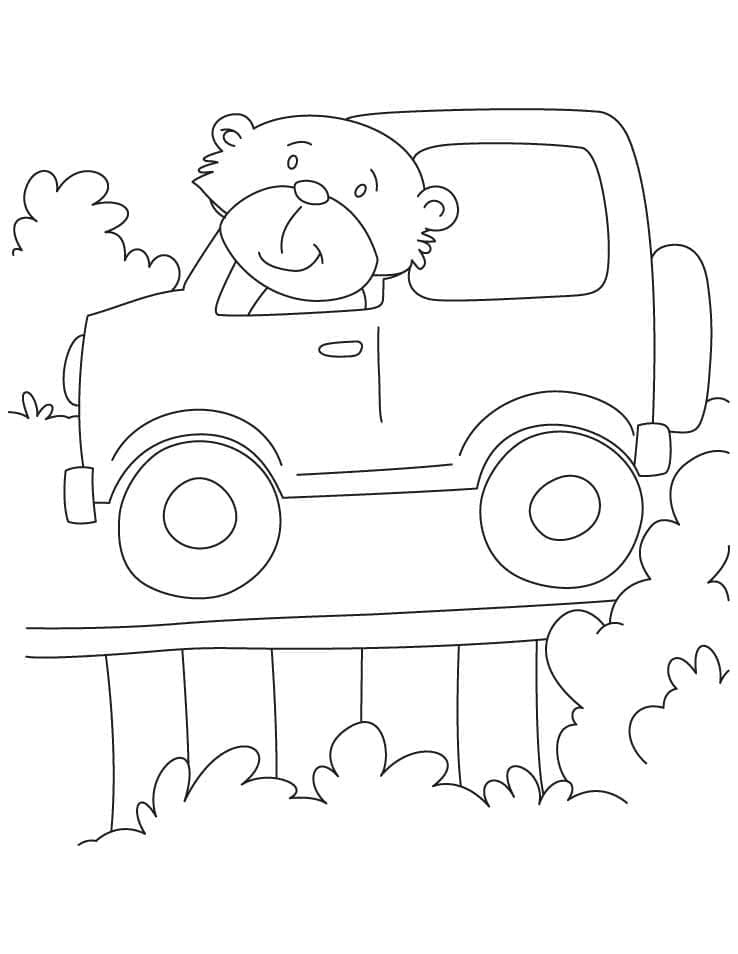Beruang Mengemudikan Jeep