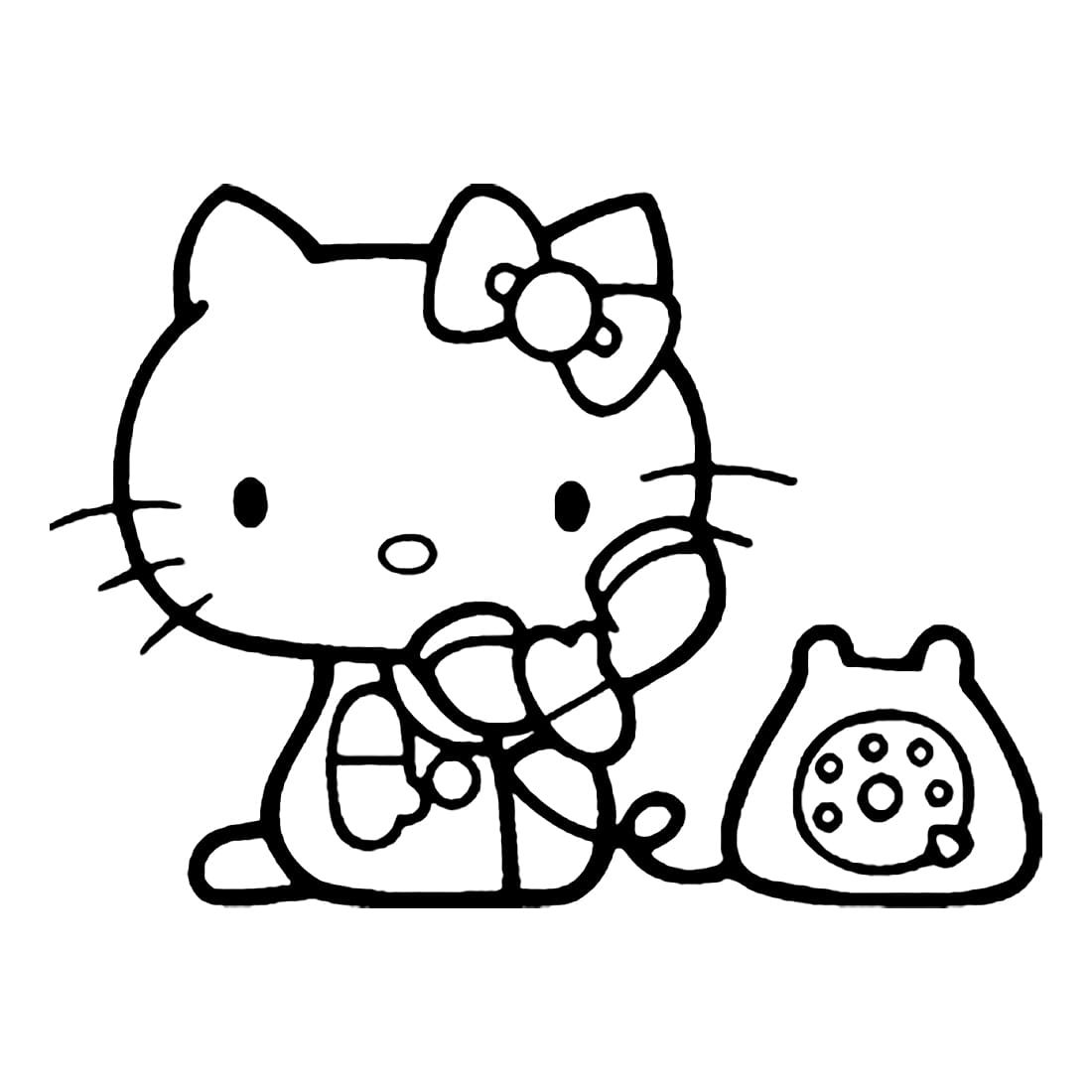Hello Kitty Menggunakan Telepon
