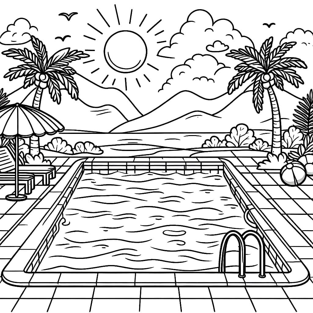 Kolam renang dengan matahari