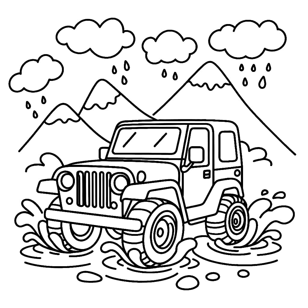 Mobil Jeep dan hujan