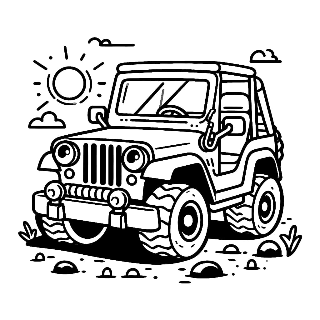 Mobil Jeep dan matahari
