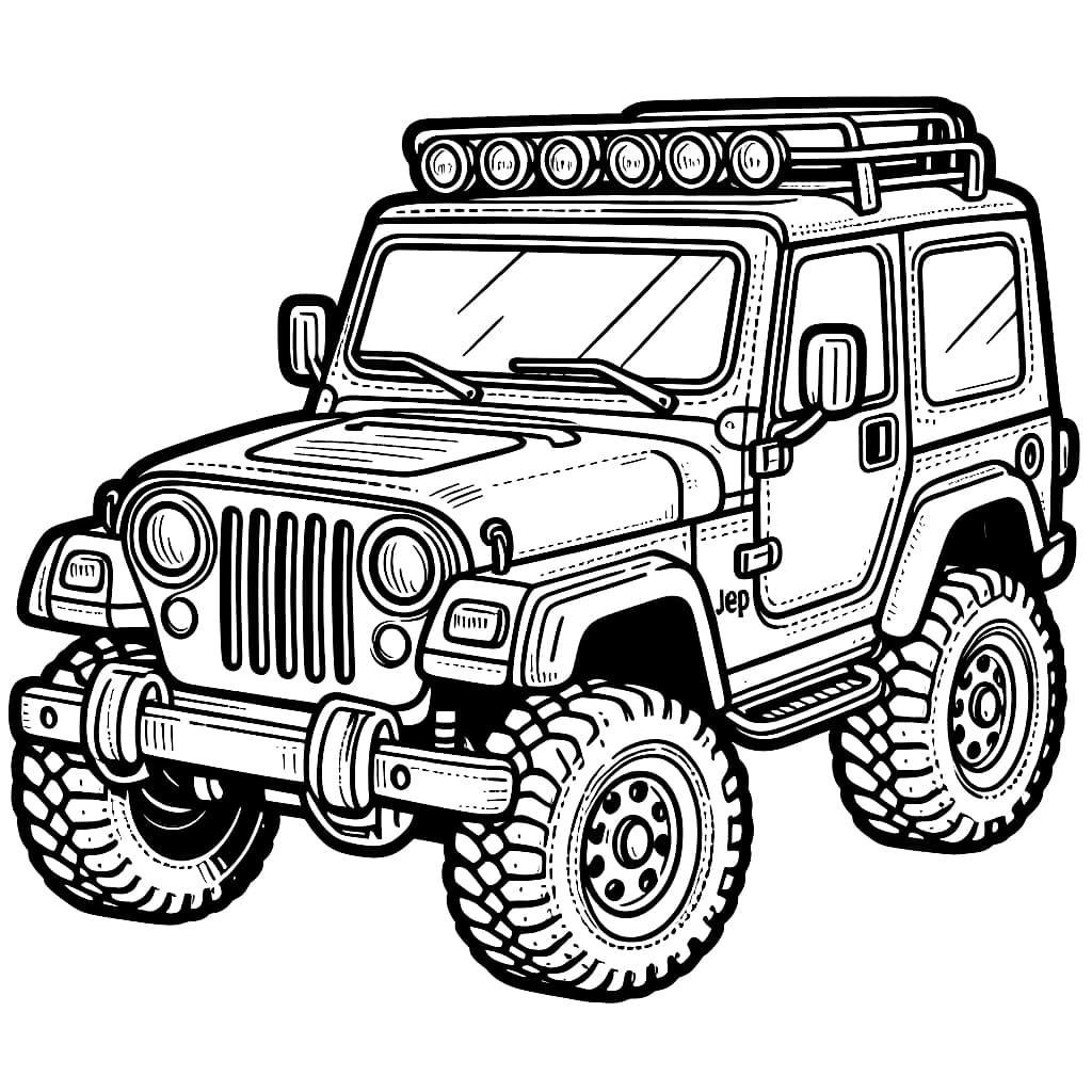 Mobil Jeep dengan lampu